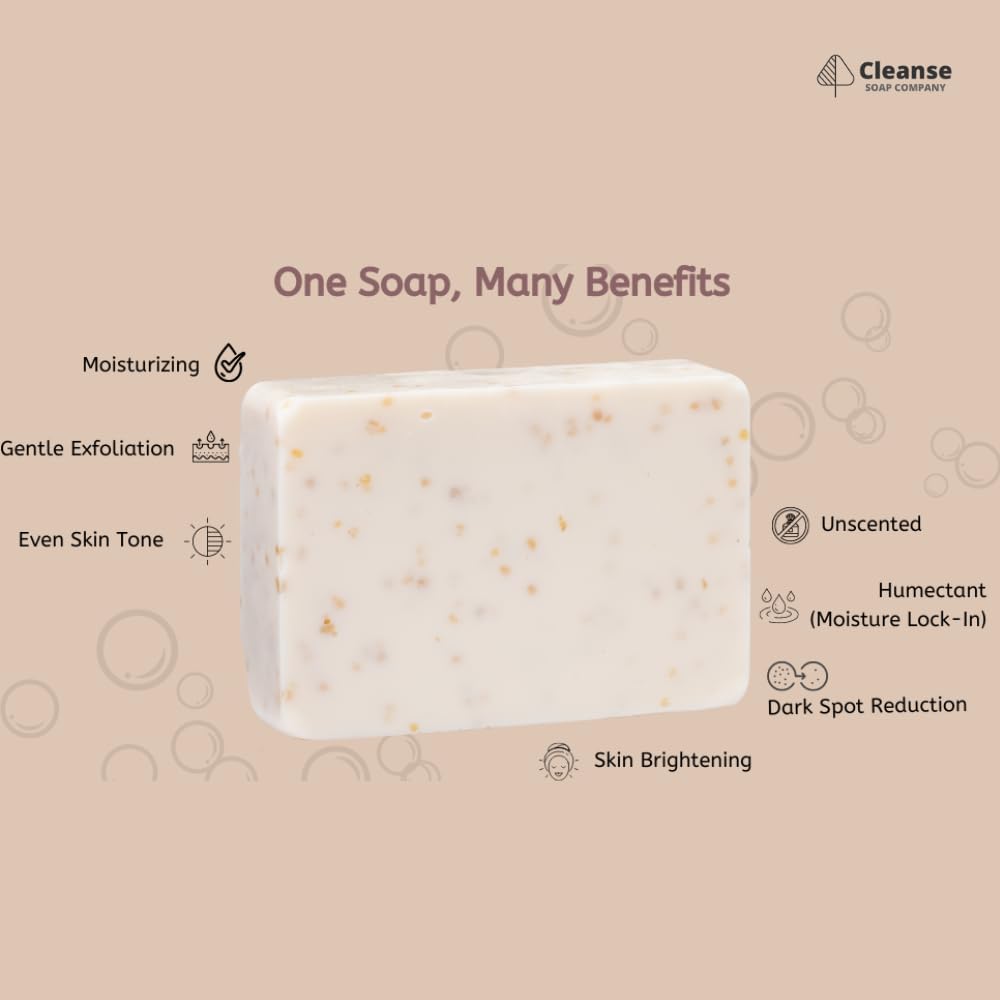 Hydrating Oatmeal Soap for Itchy Skin & Dry Skin- Unscented - 4-Bar Pack with Goat Milk & Raw Honey - Organic Ingredients